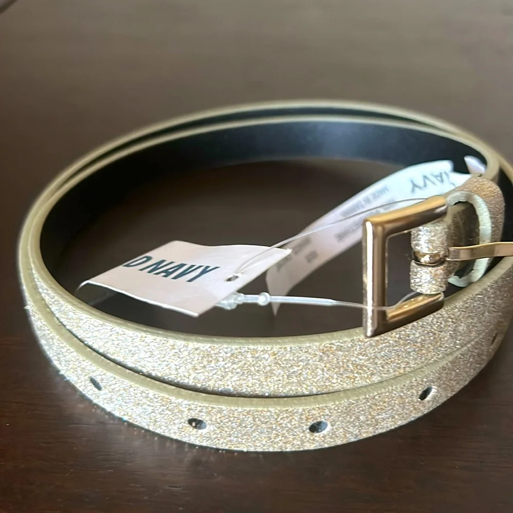 Glitter Skinny Belt Old Navy Champagne XS/S NWT 1/2 Inch